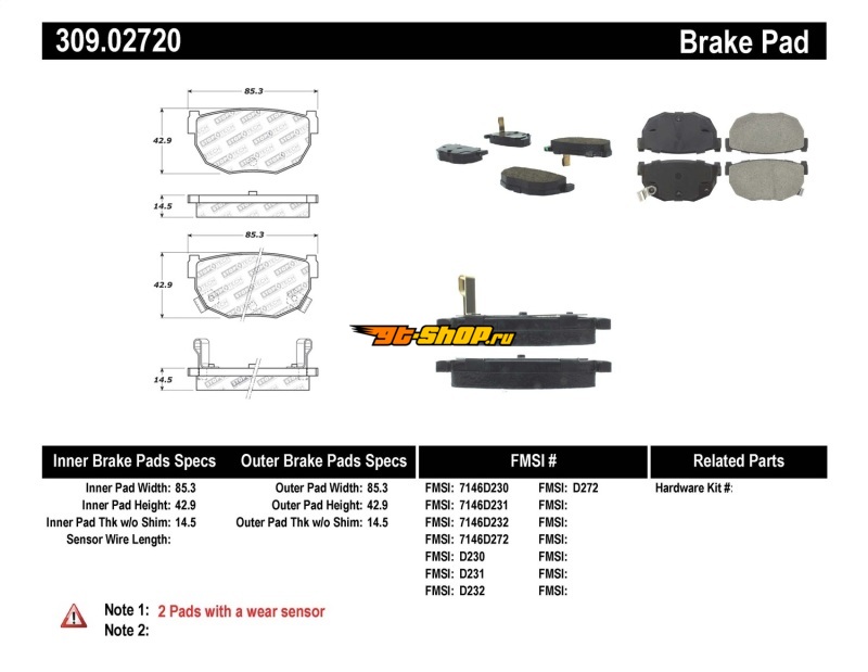 ST Sport Brake Pads Stoptech 309.02720