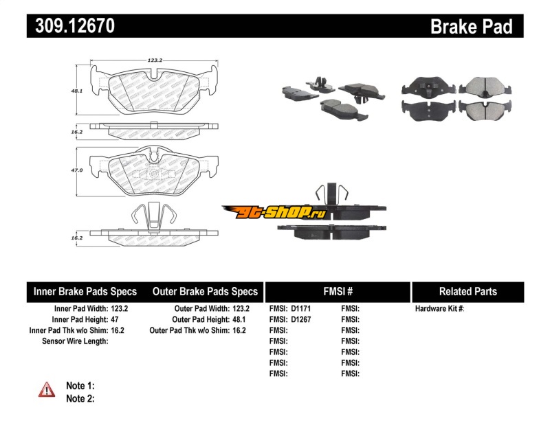 ST Sport Brake Pads Stoptech 309.12670