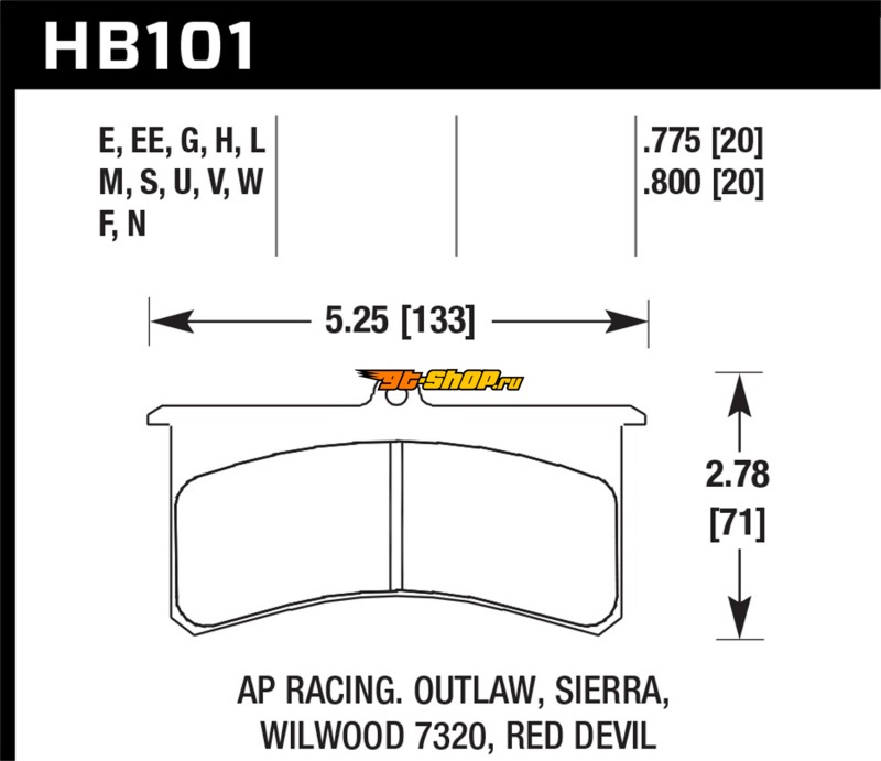 HAWK DTC-50 Brake Pad Sets Hawk Performance HB101V.800