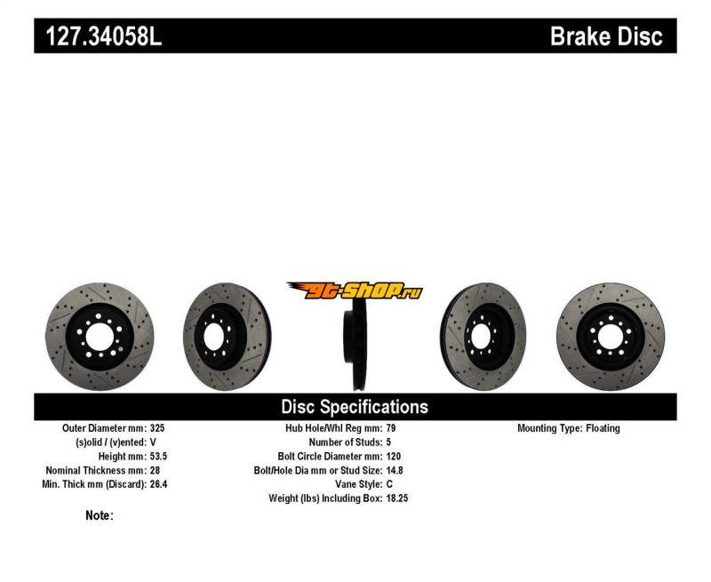 ST Slot & Drill Brake Rotors Stoptech 127.34058L