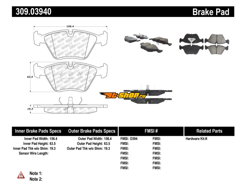 ST Sport Brake Pads Stoptech 309.03940