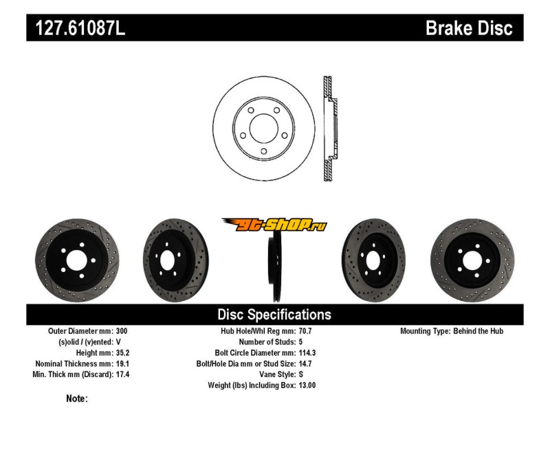 ST Slot & Drill Brake Rotors Stoptech 127.61087L