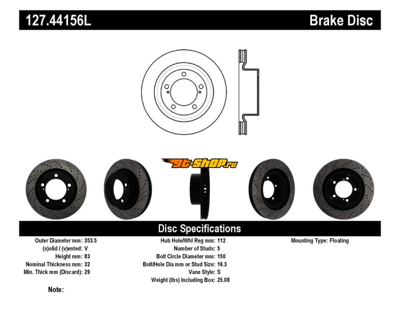 ST Slot & Drill Brake Rotors Stoptech 127.44156L