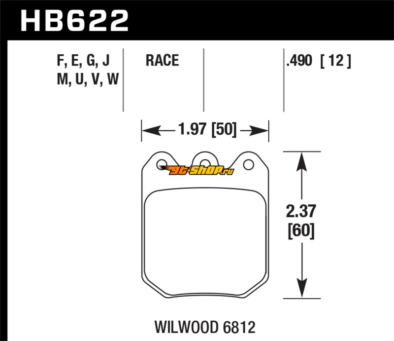 HAWK DTC-60 Brake Pad Sets Hawk Performance HB622G.490