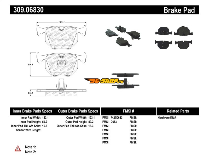ST Sport Brake Pads Stoptech 309.06830