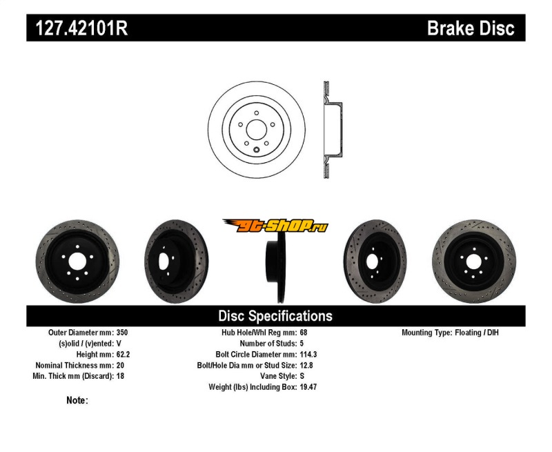 ST Slot & Drill Brake Rotors Stoptech 127.42101R