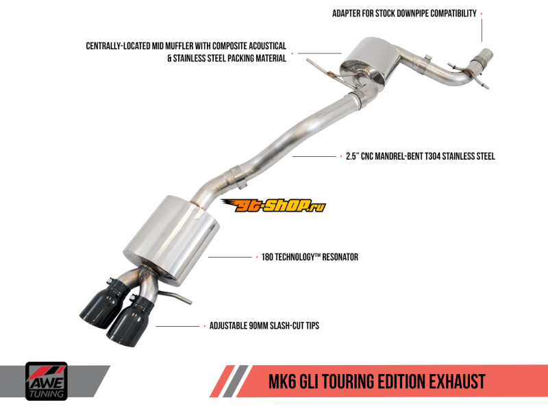 AWE Tuning 3015-22058 AWE Cat-Back Touring