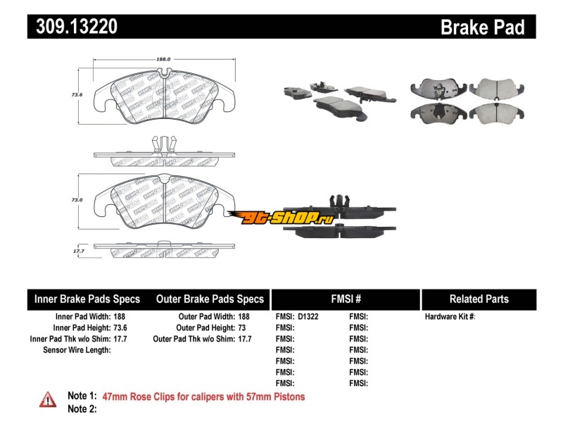 ST Sport Brake Pads Stoptech 309.13220