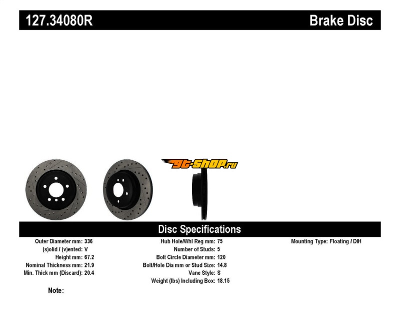 ST Slot & Drill Brake Rotors Stoptech 127.34080R