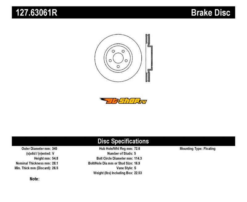 ST Slot & Drill Brake Rotors Stoptech 127.63061R