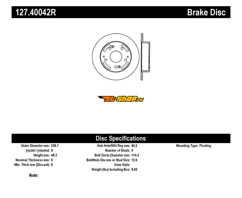 ST Slot & Drill Brake Rotors Stoptech 127.40042R
