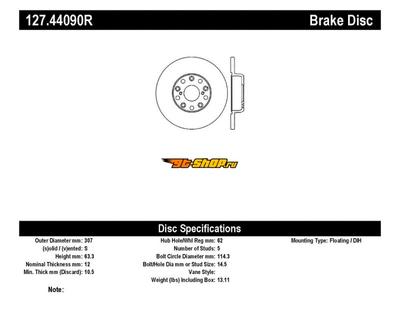 ST Slot & Drill Brake Rotors Stoptech 127.44090R