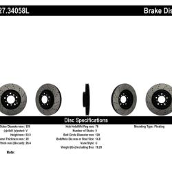ST Slot & Drill Brake Rotors Stoptech 127.34058L