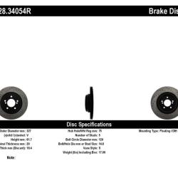 ST Drilled Sport Brake Rotors Stoptech 128.34054R