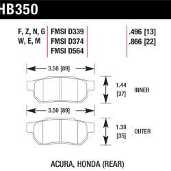 HAWK DTC-30 Brake Pad Sets Hawk Performance HB350W.496