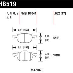 HAWK HPS 5.0 Brake Pad Sets Hawk Performance HB519B.682