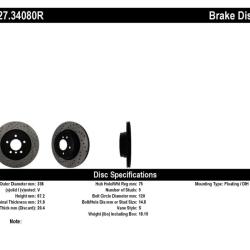 ST Slot & Drill Brake Rotors Stoptech 127.34080R