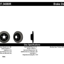ST Slot & Drill Brake Rotors Stoptech 127.34080R