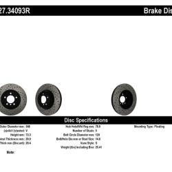 ST Slot & Drill Brake Rotors Stoptech 127.34093R