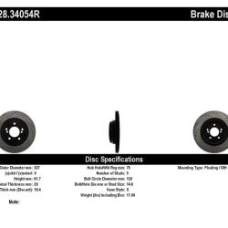 ST Drilled Sport Brake Rotors Stoptech 128.34054R