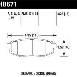 HAWK Ceramic Brake Pad Sets Hawk Performance HB671Z.628
