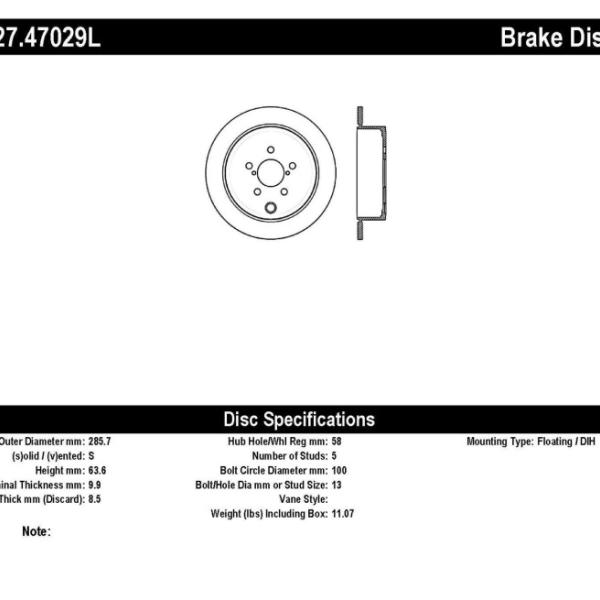 ST Slot & Drill Brake Rotors Stoptech 127.47029L