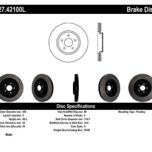 ST Slot & Drill Brake Rotors Stoptech 127.42100L