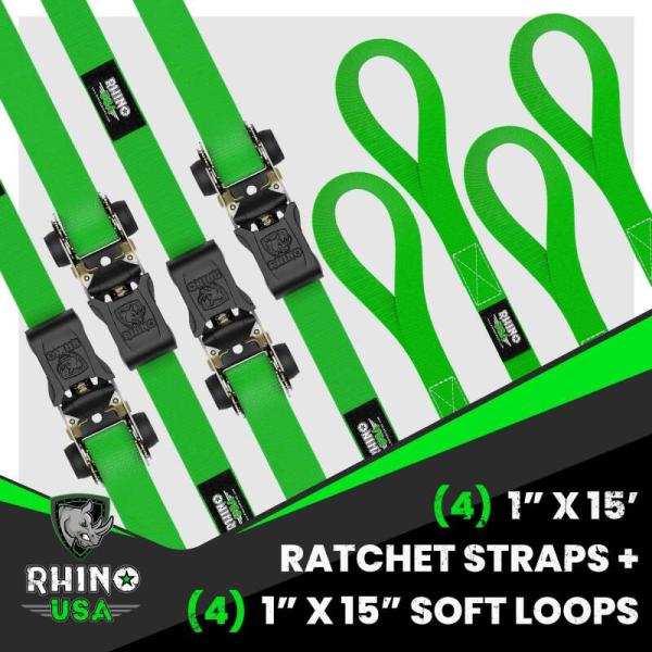 RSA Tie Down Kits Rhino USA RCHT-4PACK-GRN