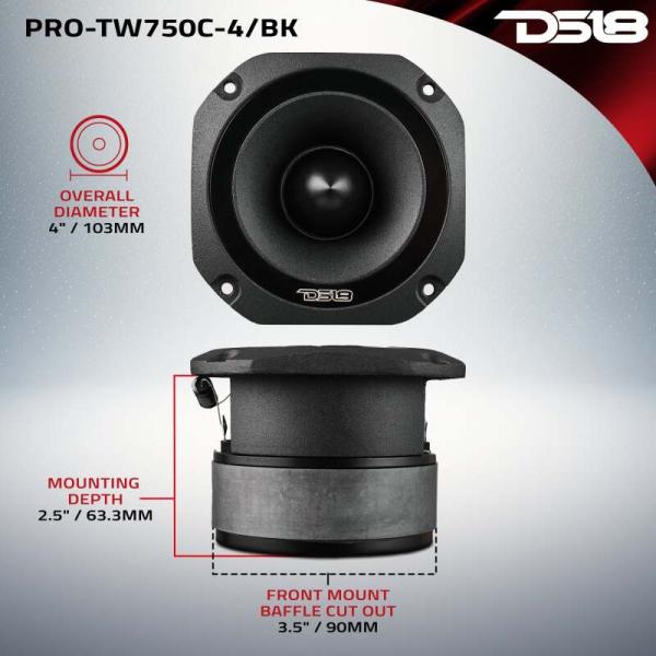 DSE Super Bullet Tweeters DS18 PRO-TW750C-4/BK
