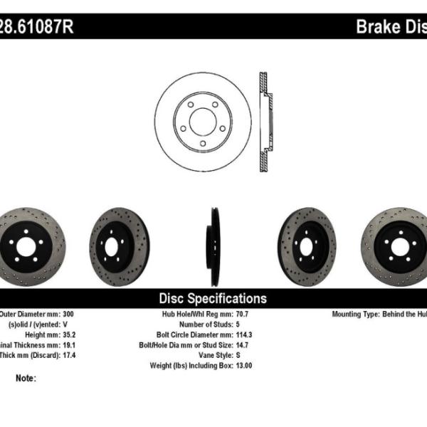 ST Drilled Sport Brake Rotors Stoptech 128.61087R