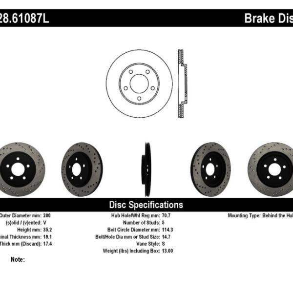 ST Drilled Sport Brake Rotors Stoptech 128.61087L