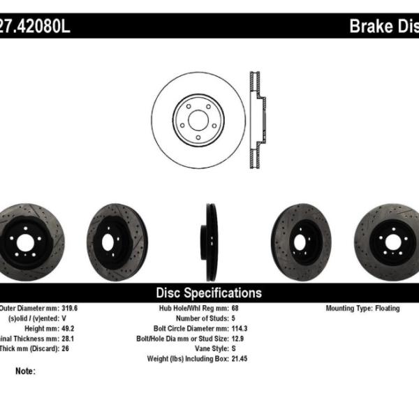 ST Slot & Drill Brake Rotors Stoptech 127.42080L