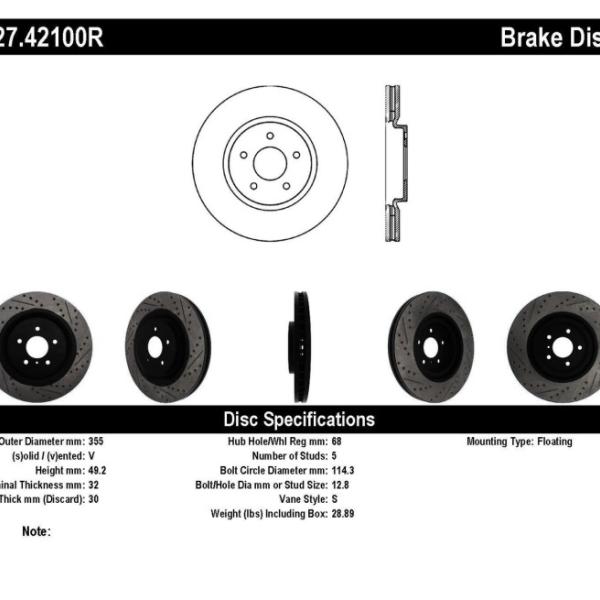 ST Slot & Drill Brake Rotors Stoptech 127.42100R