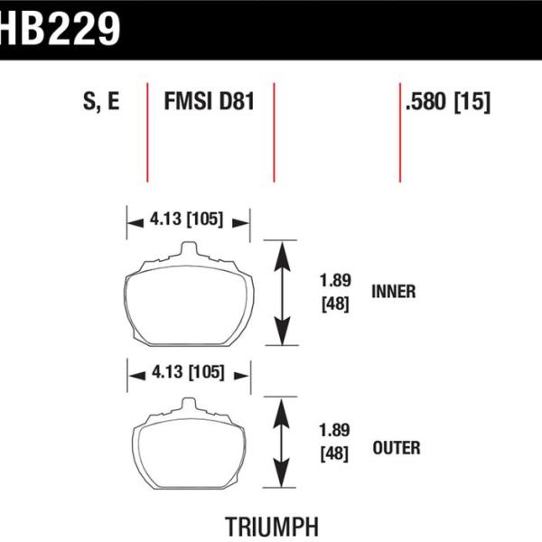 HAWK Blue 9012 Brake Pad Sets Hawk Performance HB229E.580
