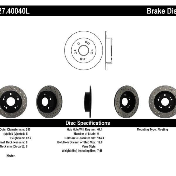 ST Slot & Drill Brake Rotors Stoptech 127.40040L