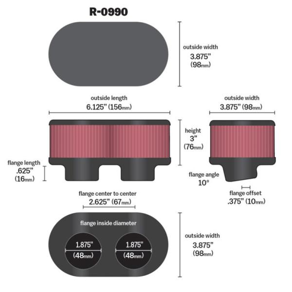 KN Universal Air Filter K&N Engineering R-0990