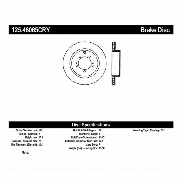 ST Premium Carbon Brake Rotors Stoptech 125.46065CRY