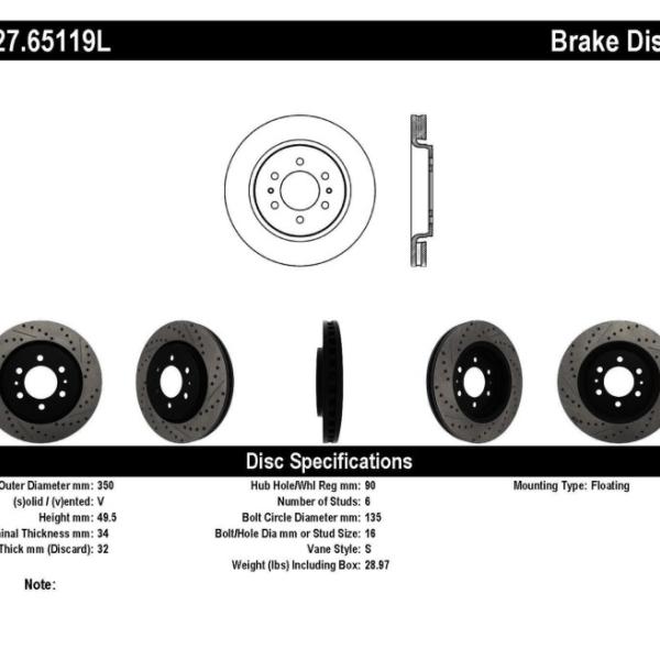 ST Slot & Drill Brake Rotors Stoptech 127.65119L