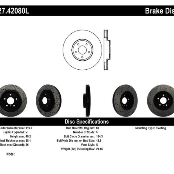 ST Slot & Drill Brake Rotors Stoptech 127.42080L