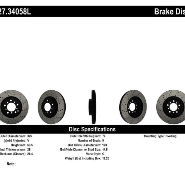 ST Slot & Drill Brake Rotors Stoptech 127.34058L