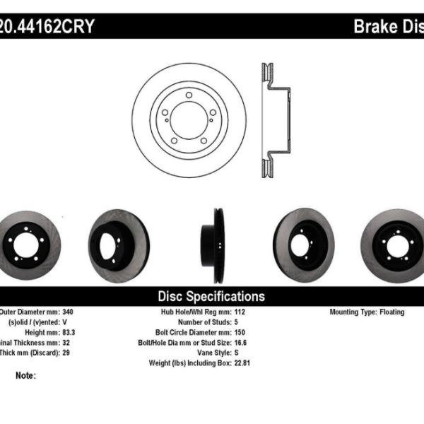 ST Premium Carbon Brake Rotors Stoptech 120.44162CRY