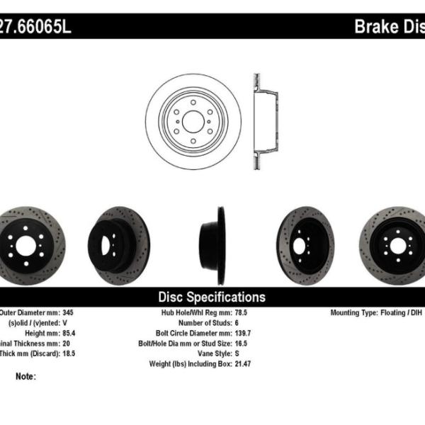 ST Slot & Drill Brake Rotors Stoptech 127.66065L