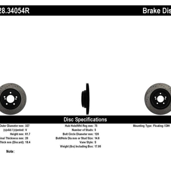 ST Drilled Sport Brake Rotors Stoptech 128.34054R