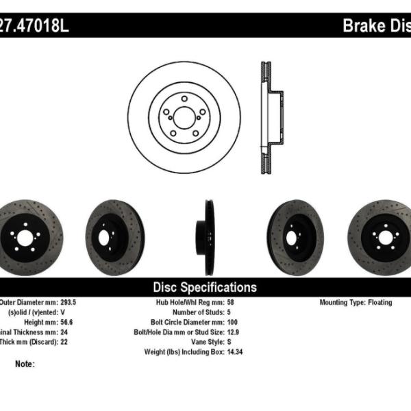 ST Slot & Drill Brake Rotors Stoptech 127.47018L