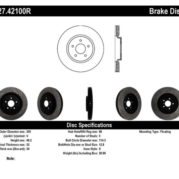 ST Slot & Drill Brake Rotors Stoptech 127.42100R
