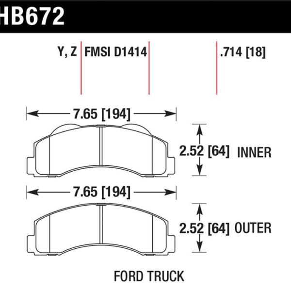HAWK Ceramic Brake Pad Sets Hawk Performance HB672Z.714
