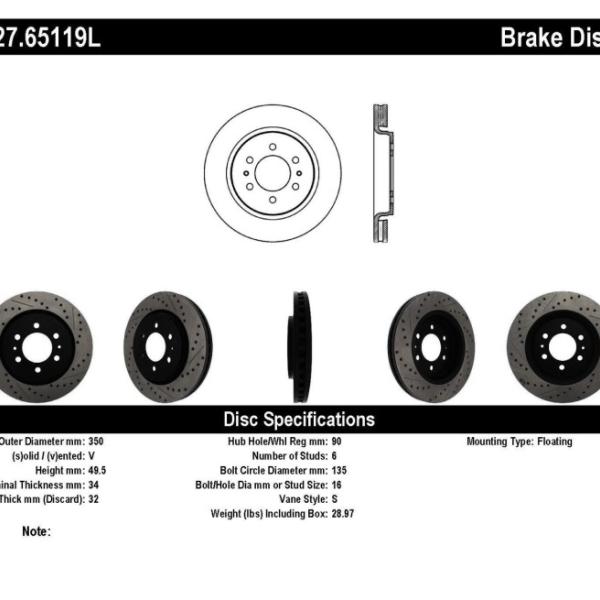ST Slot & Drill Brake Rotors Stoptech 127.65119L