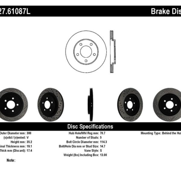 ST Slot & Drill Brake Rotors Stoptech 127.61087L