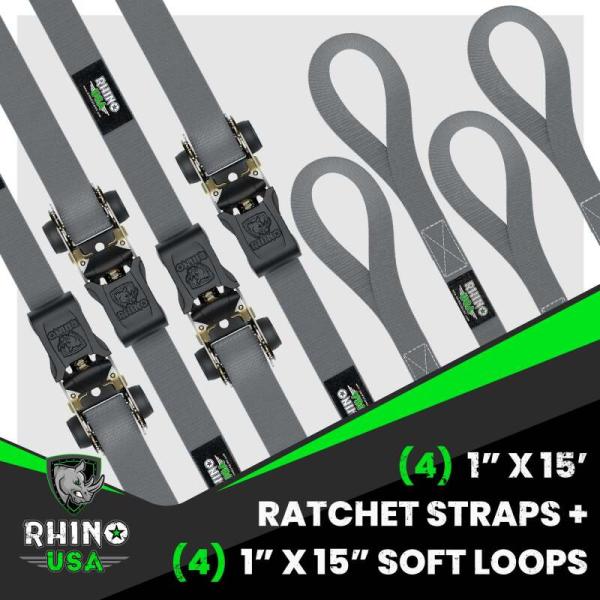 RSA Tie Down Kits Rhino USA RCHT-4PACK-GRY