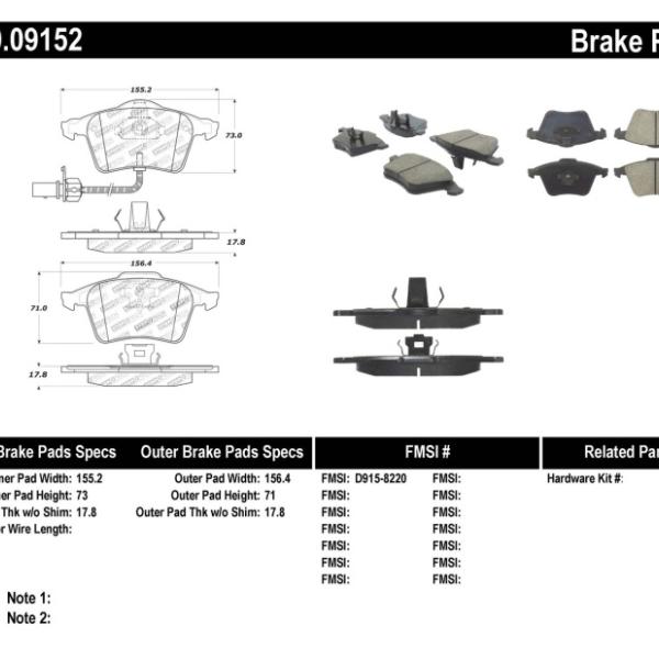 ST Sport Brake Pads Stoptech 309.09152
